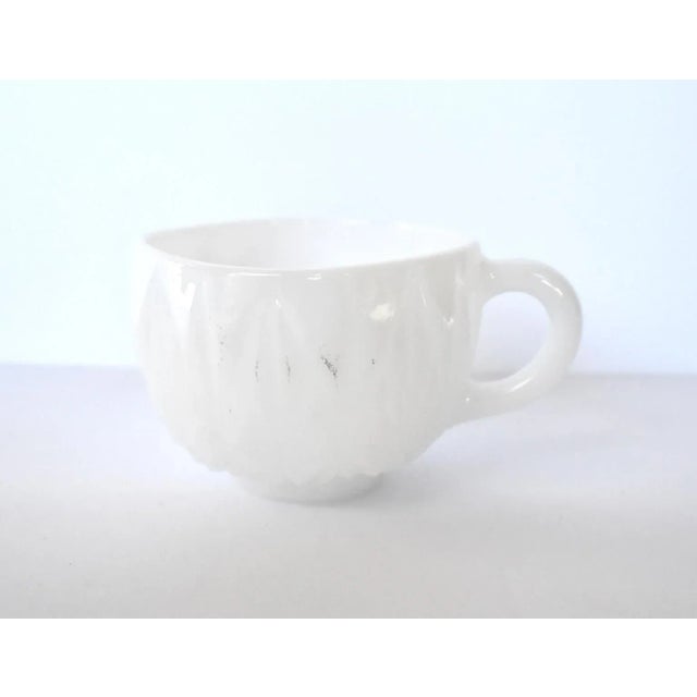 Mid 20th Century Mid-Century Geometric White Milk Glass Punch Bowl & Cups Set- 13 Pieces For Sale - Image 5 of 9