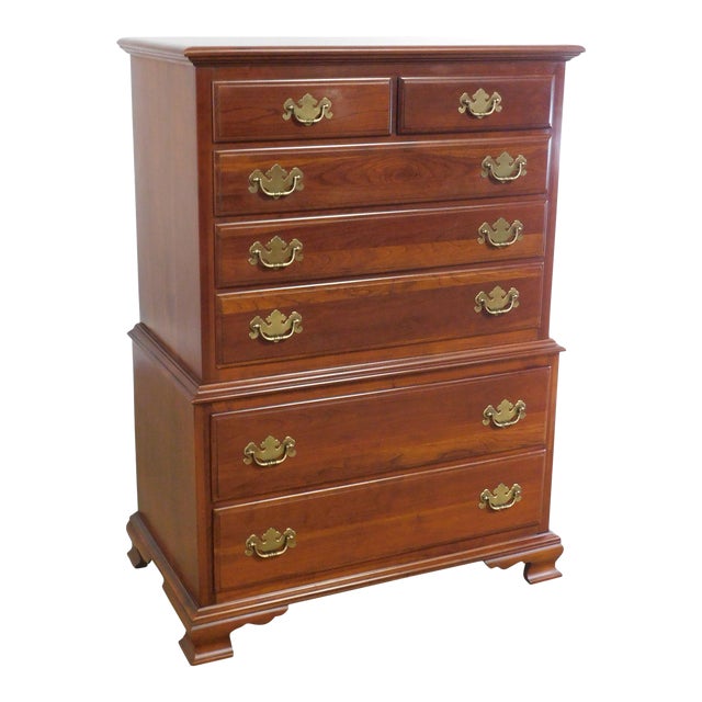 Ethan Allen Early American Traditional Solid Cherry Chest on Chest