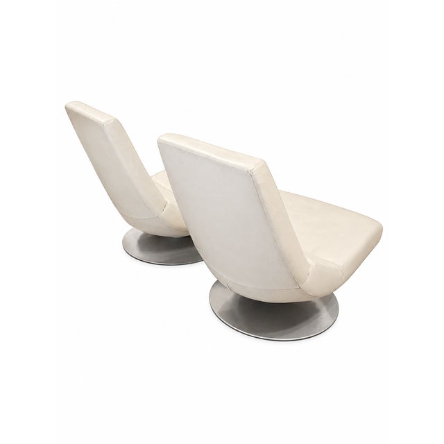 1990s Mid Century Swivel Lounge Chair Set For Sale - Image 5 of 8