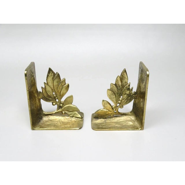 Mid-Century Modern Brutalist Style Bronze Bookends with Floral Elements, 1970s, Set of 2 For Sale - Image 3 of 18