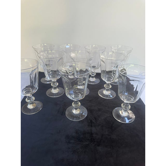Vintage 1960s Lenox "Antique Clear" Pattern Crystal Water Goblet 6.75" Tall Baluster Set of Ten(10) For Sale - Image 10 of 16