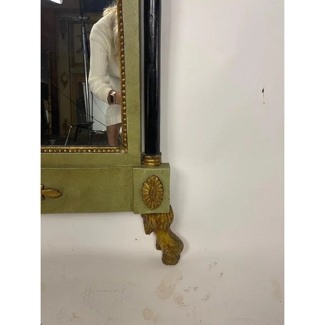 Green Painted Continental Eglomise Mirror with Neoclassical Decoration For Sale In Boston - Image 6 of 9