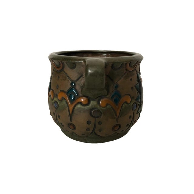 Ceramic Amphora Turn Teplitz Austria Art Nouveau Pottery 3.23" Cachepot Ca: 1900-1919 For Sale - Image 7 of 10