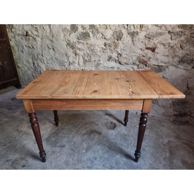 Vintage Pine Table with Extendable Side, 1930s For Sale - Image 12 of 18