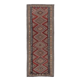 Vintage Persian Kilim, Tribal Gallery Runner Rug With Diamonds - Rug & Kilim For Sale