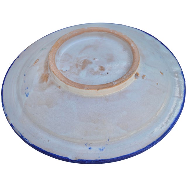 Blue Mid 20th Century Handmade Blue Moorish Floral-Patterned Ceramic Decorative Plate For Sale - Image 8 of 8