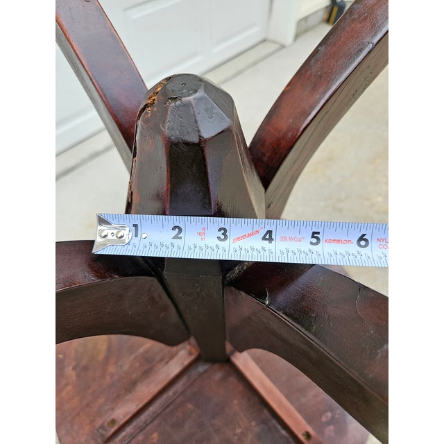 Primitive Round Wooden Pedestal Pub Table For Sale - Image 14 of 18