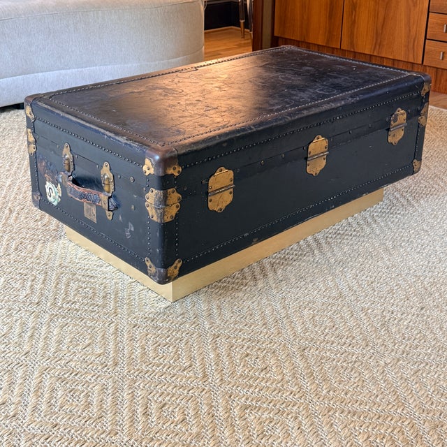 Vintage R.L. Macy Steamer Trunk on Base For Sale - Image 11 of 14