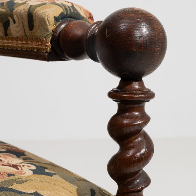 Jacobean Oak Upholstered Armchair with Floral Carving, Antique, France, Circa 1880 For Sale - Image 12 of 13