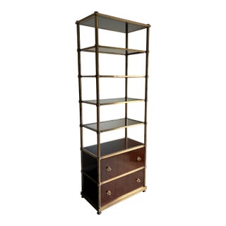 Late 20th Century Laura Kirar for Baker Modern Brass and Wood Frazier Etagere For Sale