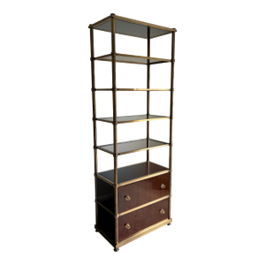 Late 20th Century Laura Kirar for Baker Modern Brass and Wood Frazier Etagere