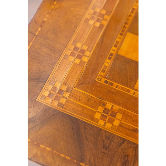 Wood Italian 19th Century Walnut, Mahogany and Ash Game Side Table with Marquetry Top For Sale - Image 7 of 12