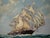 Beautiful Maritime art, oil painting on canvas, featuring a large ship in the foreground and a smaller more distant ship....