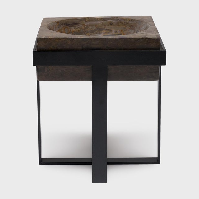 Chinese Puddingstone Basin Side Table For Sale - Image 4 of 4