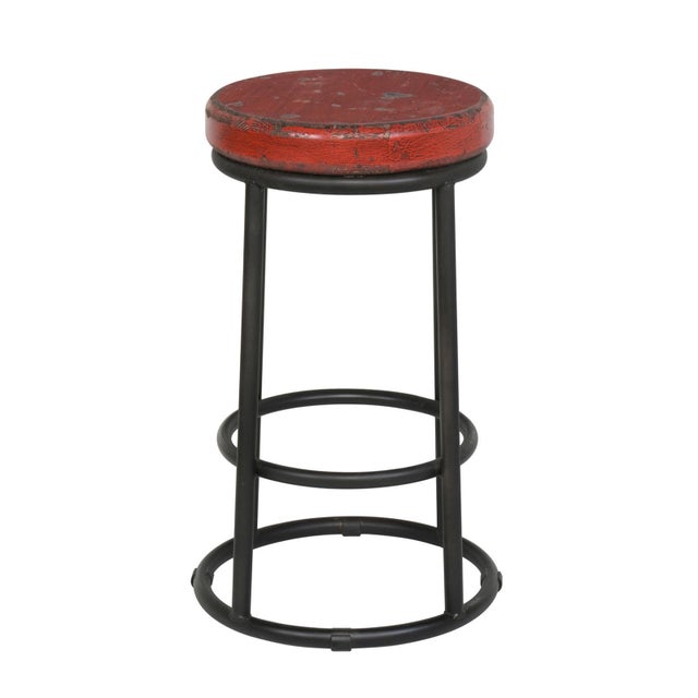 Color Pop Red Counter Stool For Sale - Image 4 of 5