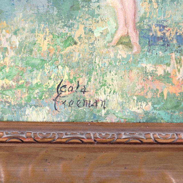 Art Deco Listed Texas Artist Leola Freeman, Dancing Nymphs in a Forest Oil Painting, American Impressionist For Sale - Image 3 of 9