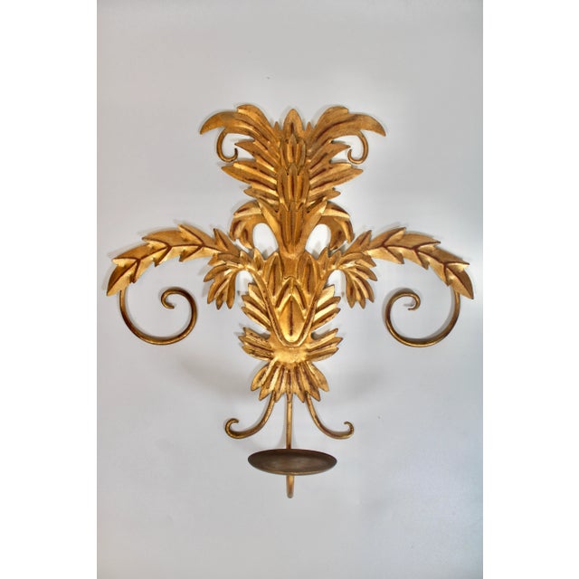 1970s Vintage Golden Gilt Italian Sconces For Sale - Image 5 of 11