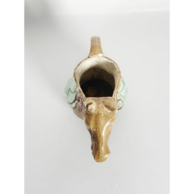 2000 - 2009 20th Century Majolica Pitcher with Horse Decoration, France For Sale - Image 5 of 13
