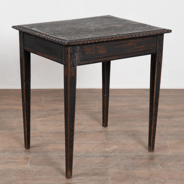 Early 19th Century Black Swedish Oak Side Table With Drawer For Sale - Image 16 of 16