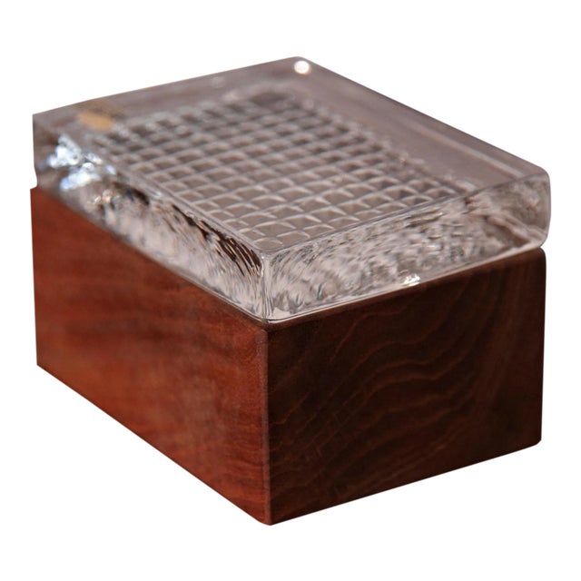 Skruf Glassworks for Carl Engstrom Company Teak and Crystal Box (Coolest Box) For Sale