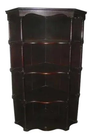 English Mahogany Open Shelves Corner Cabinet