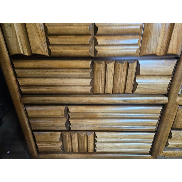 Altavista Lane Mid-Century Modern Lane Furniture "Staccato" Brutalist Tallboy Dresser & Nightstand For Sale - Image 4 of 17