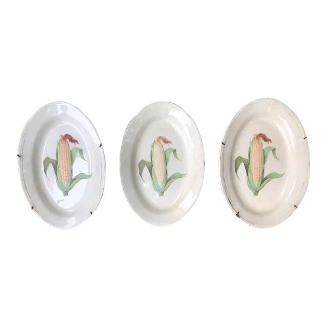 Antique Latona Corn Patterned Oval Plates - Set of 3 For Sale