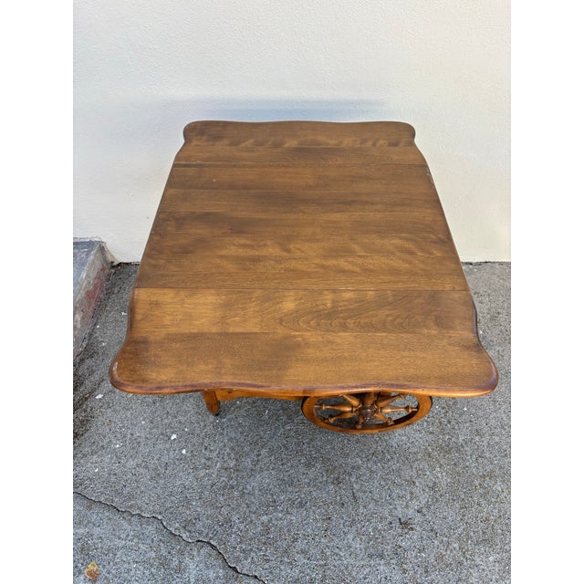 Vintage Drop-Leaf Bar Cart / Tea Cart, Trolley With Wheels and Removable Tray For Sale - Image 4 of 10