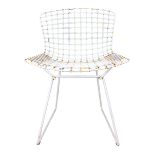 Mid Century Modern White Metal Indoor / Outdoor Chair by Harry Bertoia for Knoll