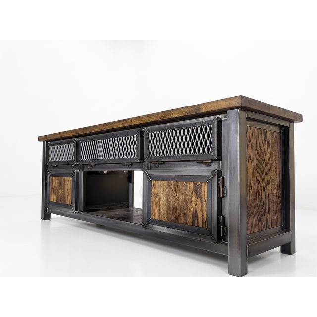 Modern Custom Modern Industrial Media Console and Tv Stand For Sale - Image 3 of 4