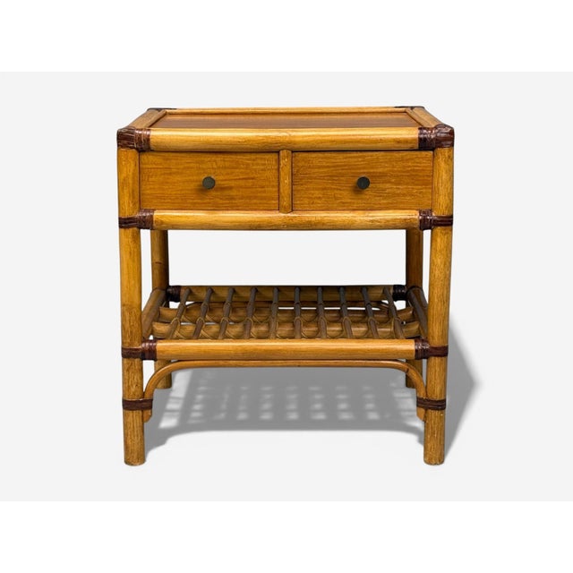 Brown Kenneth Bergenblad, Nightstands, Bamboo, Rattan, Brass, Sweden, 1970s For Sale - Image 8 of 11
