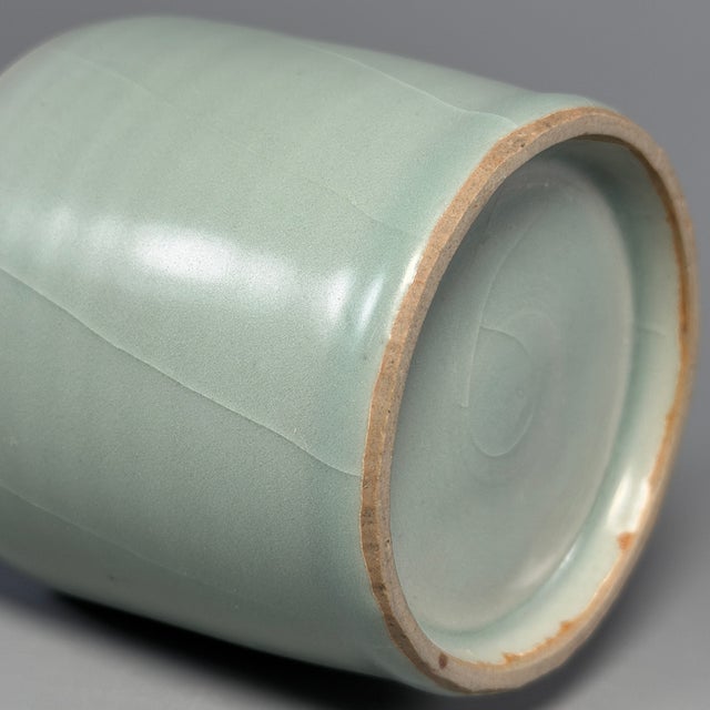 Sky Blue Ancient Chinese Longquan Celadon Phoenix Ear Vase | One of a Kind For Sale - Image 8 of 9