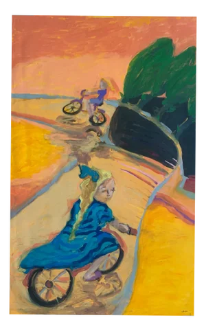 Monika Rossa, Girls on Bikes, 2025, Oil on Canvas