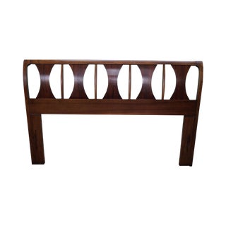 Mid Century Modern Rosewood & Walnut Sculpted Back Full or Queen Size Headboard For Sale