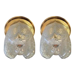 Pair of Doria Murano Glass Flush or Wall Lamps