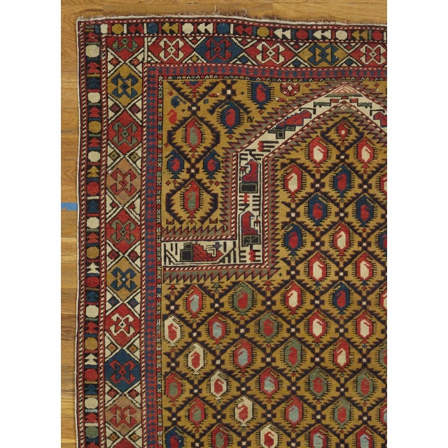 Unique Marasali prayer rug attributed to the Marasali group, this prayer rug from the Shirvan region has a brilliant...