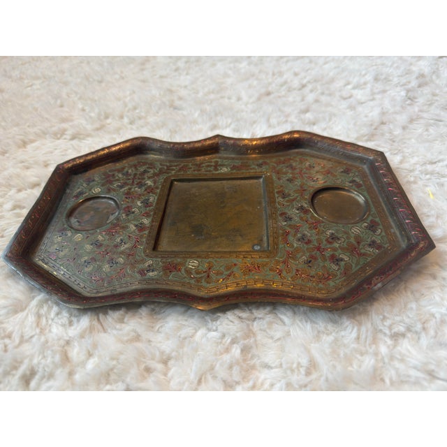 Victorian Anglo-Indian Hand-Chased Brass Tray, Kashmiri Floral c.1900 For Sale - Image 10 of 12