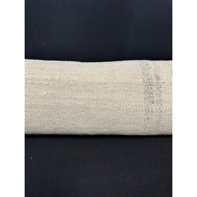 Contemporary Turkish Hemp Pillow Cushion Natural Beige Red Cushion Cover 12"x46" For Sale - Image 3 of 4