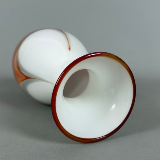 Murano Glass Vase in White and Red, 1970s For Sale - Image 4 of 11