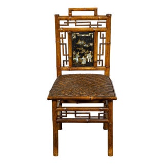 Small Signed Perret et Vibert Late 19th Century Chinoiserie Bamboo Chair For Sale