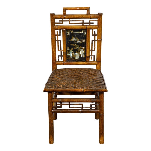 Small Signed Perret et Vibert Late 19th Century Chinoiserie Bamboo Chair For Sale