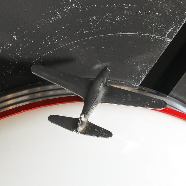 Art Deco Machine Age Milk Glass & Chrome Airplane Flush Mount For Sale - Image 10 of 12