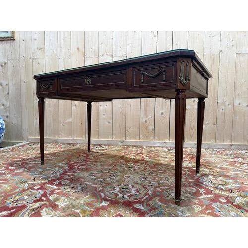 Louis XVI Style Mahogany Flat Desk For Sale - Image 4 of 8