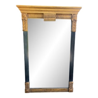 Vintage Neoclassical John-Richard Ebonized & Gold Leaf Architectural Elegant Wall Mirror- 3 Available For Sale
