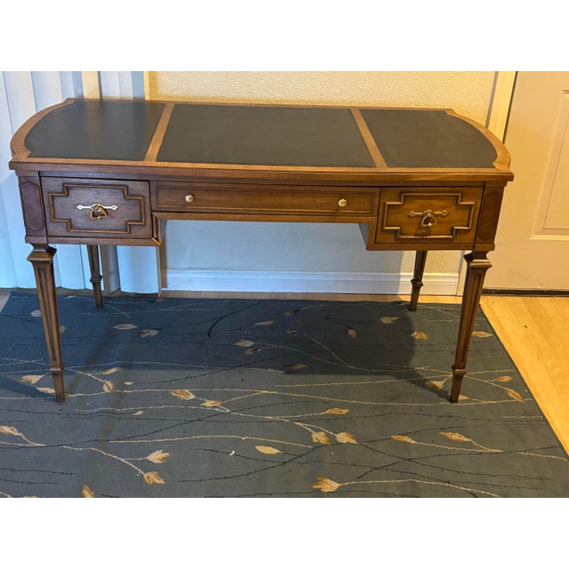 1960's Thomasville Leather Top Writing Desk | Chairish