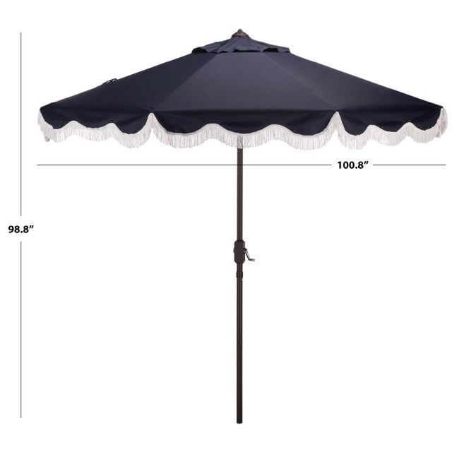 Modern Torsa 9 Ft Crank Umbrella, Navy/Brown Pole For Sale - Image 3 of 9