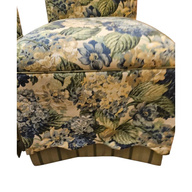 1990s 2 Ethan Allen Custom Dining Side Chairs Cottage Upholstered Botanical Farmhouse For Sale - Image 9 of 17