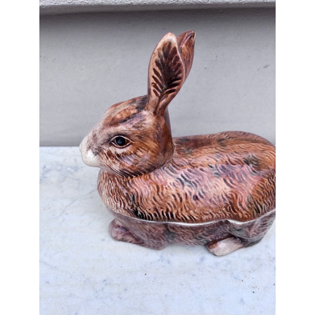 Majolica Brown Rabbit Tureen Caugant For Sale In Austin - Image 6 of 7