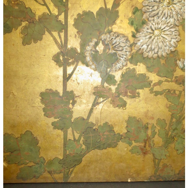 Japanese Antique Edo Japanese Chrysanthemum Panel Circa 1700 For Sale - Image 3 of 10