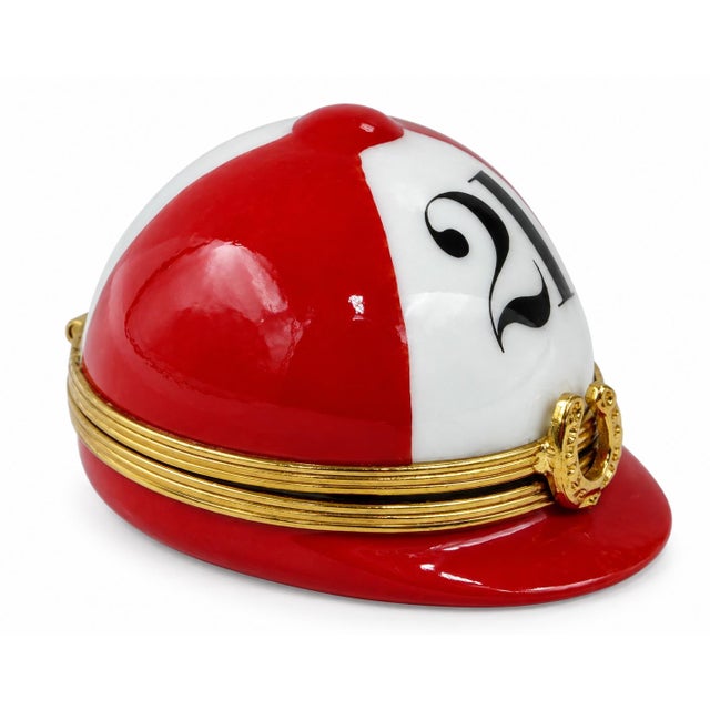 Vintage the 21 Club Nyc Restaurant Equestrian Jockey Cap Trinket Box For Sale - Image 12 of 14